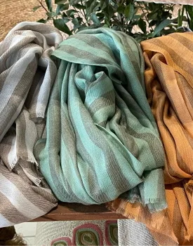 Aqua green striped scarf