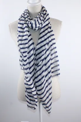 NAVY AND WHITE STRIPED SCARF PRE-LOVED