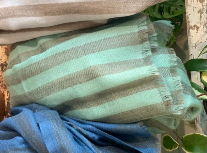 Aqua green striped scarf