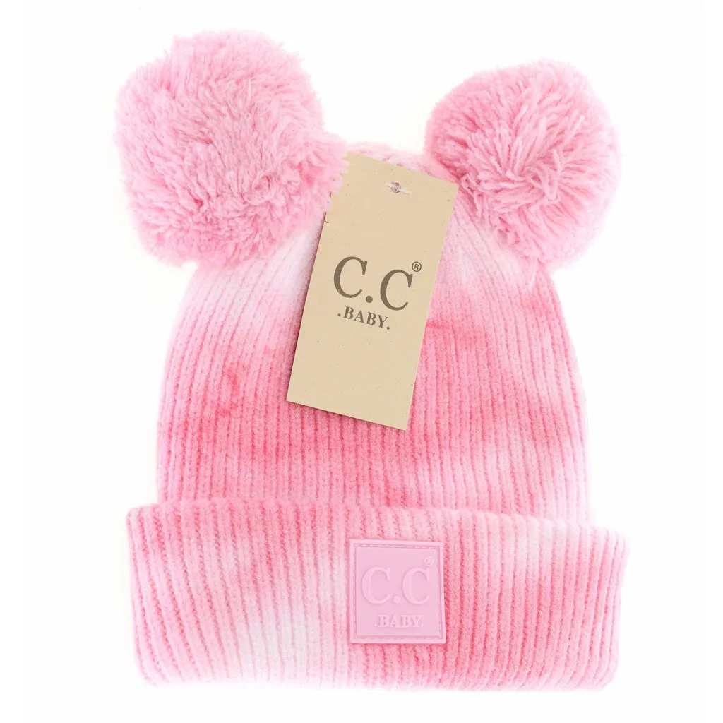 Baby Tie Dye Double Fur Pom Beanie