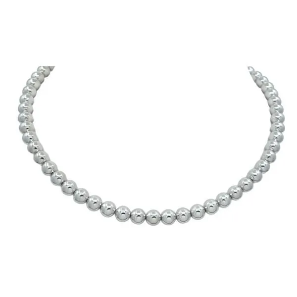 Beaded Necklace: 8mm Beaded: Silver Plated (NS460/8)