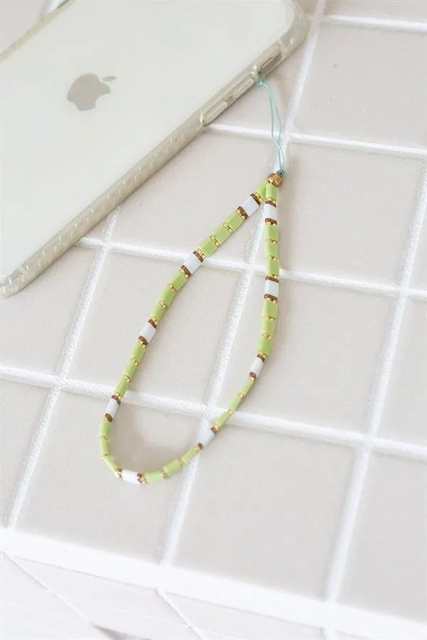 Beaded Phone Charm - Green