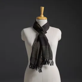 Black - Kumaun Handwoven Pure Merino Wool Scarf 230