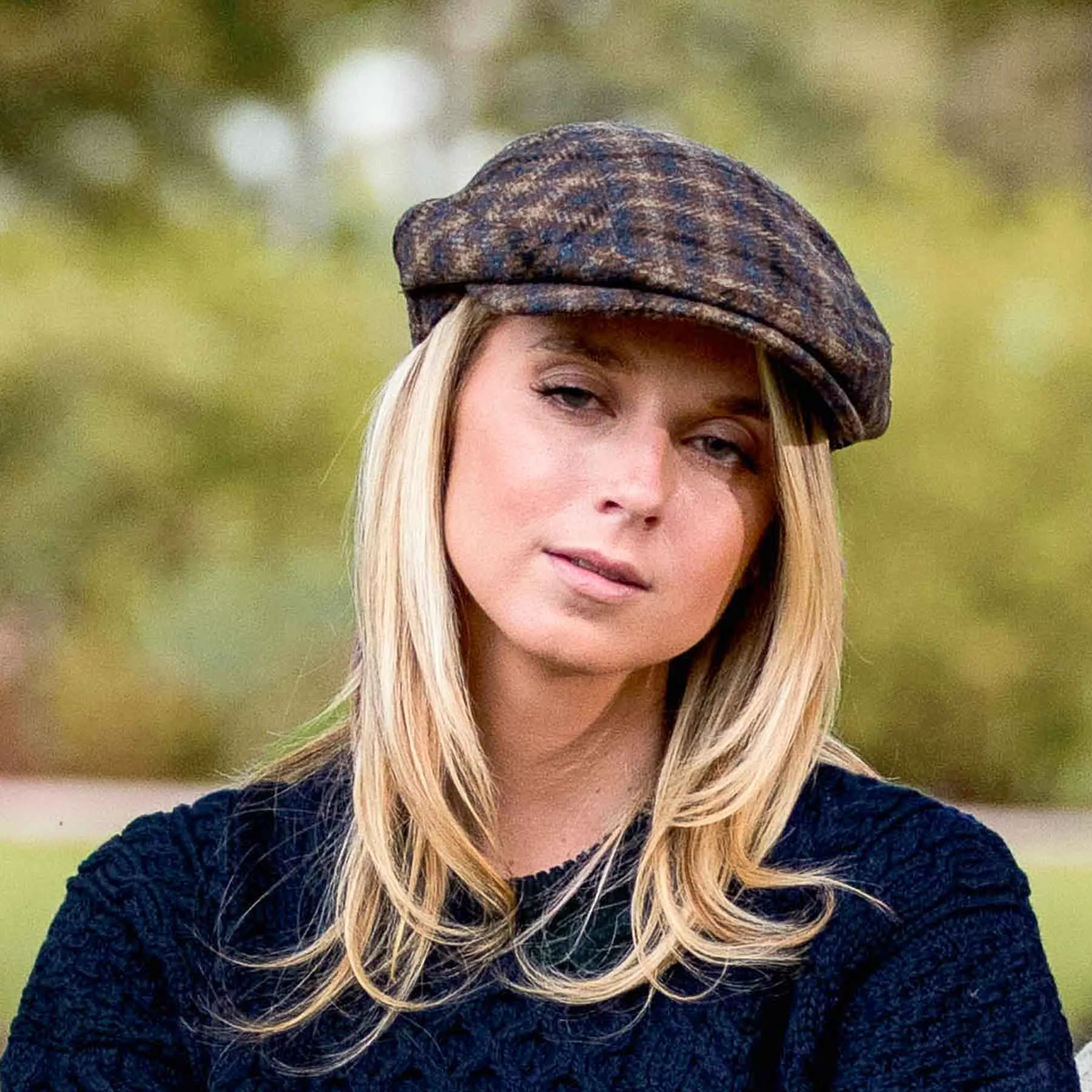 Blue and Brown Plaid Kerry Flat Cap