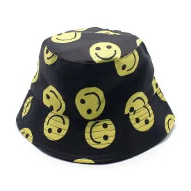 Bucket Hat - Black Smiley