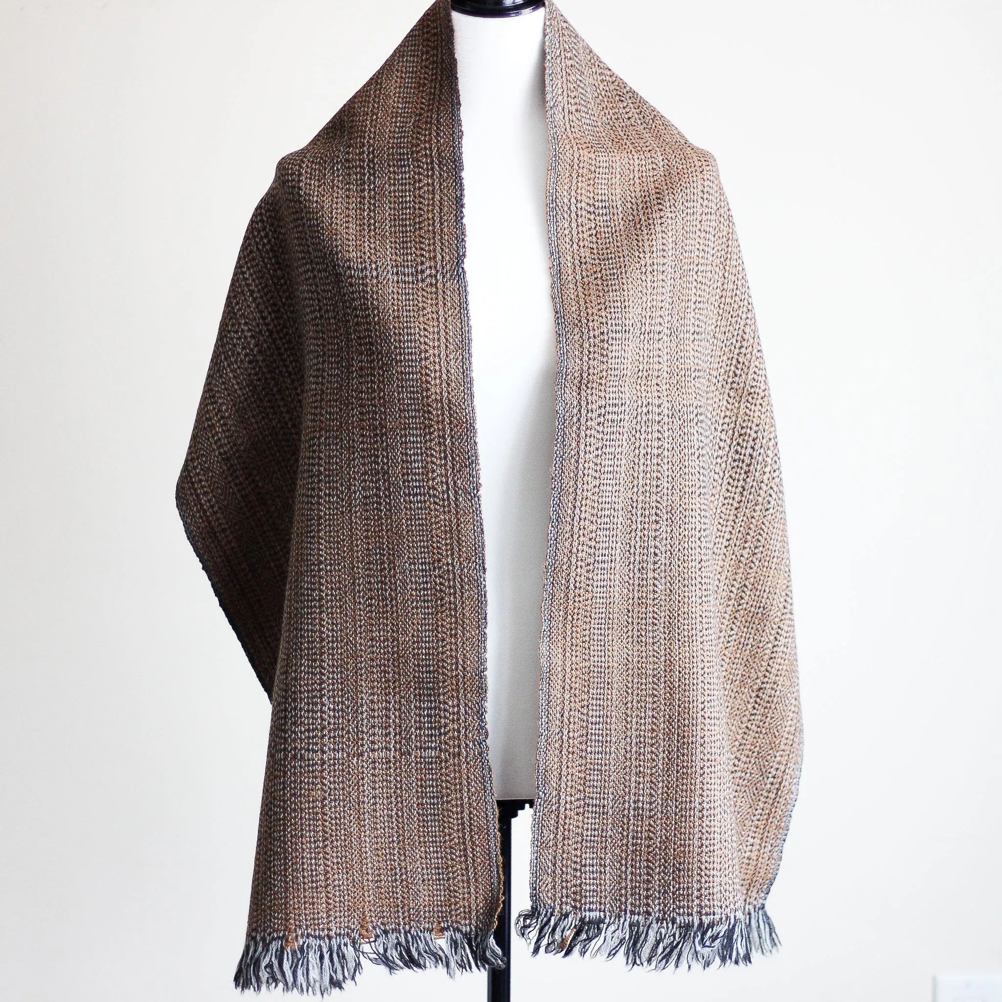 Camel Wool Scarf - One of a Kind Himalayan Double Hump Bactrian Camel Wool Muffler - Handwoven in Ladakh | Brown, 15x67"