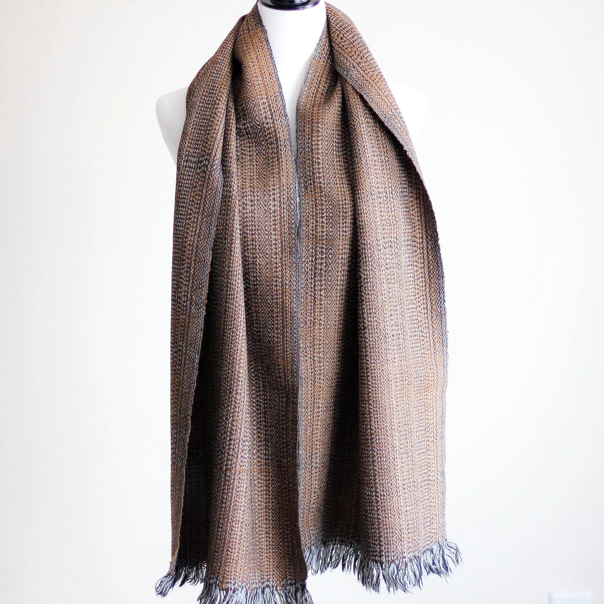 Camel Wool Scarf - One of a Kind Himalayan Double Hump Bactrian Camel Wool Muffler - Handwoven in Ladakh | Brown, 15x67"