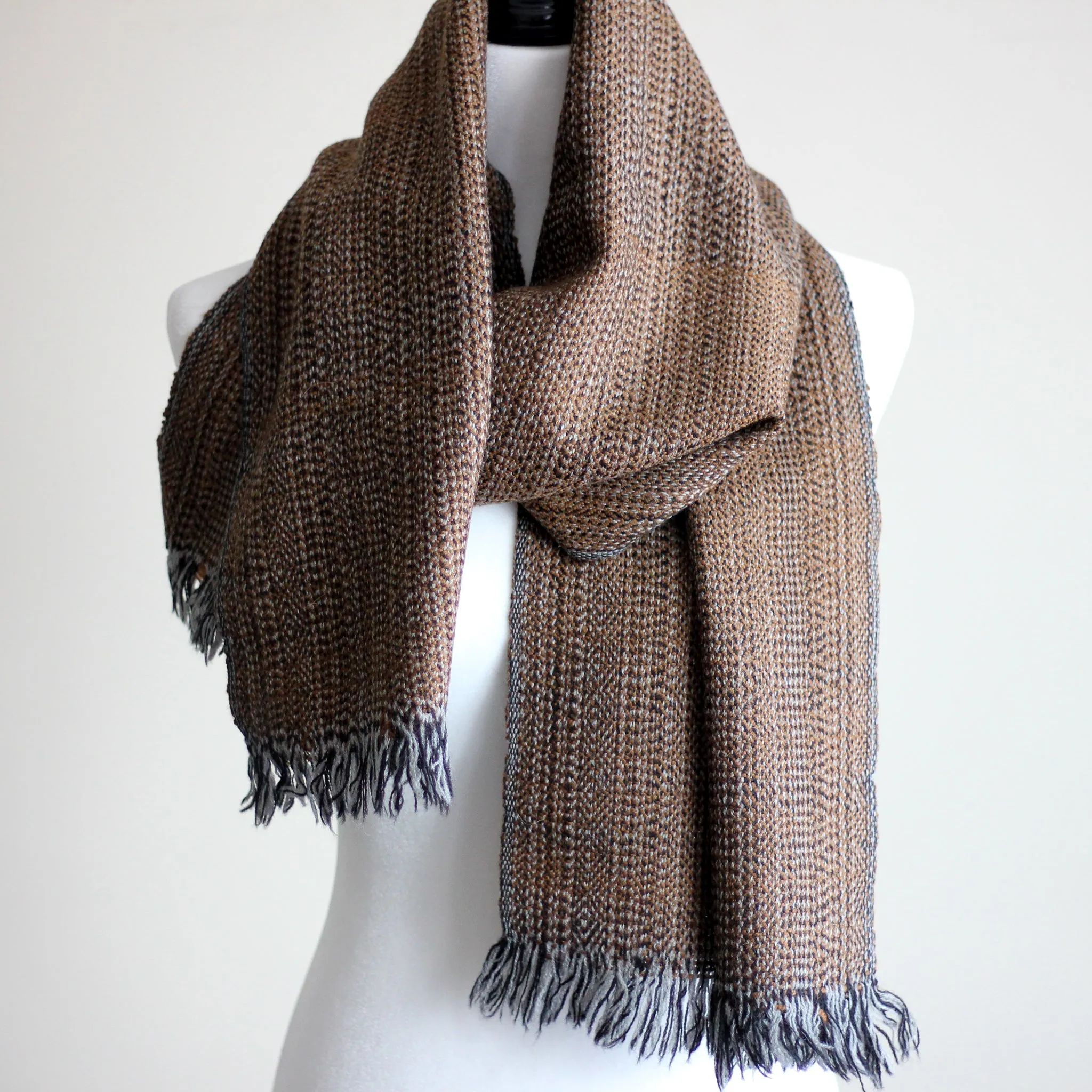 Camel Wool Scarf - One of a Kind Himalayan Double Hump Bactrian Camel Wool Muffler - Handwoven in Ladakh | Brown, 15x67"