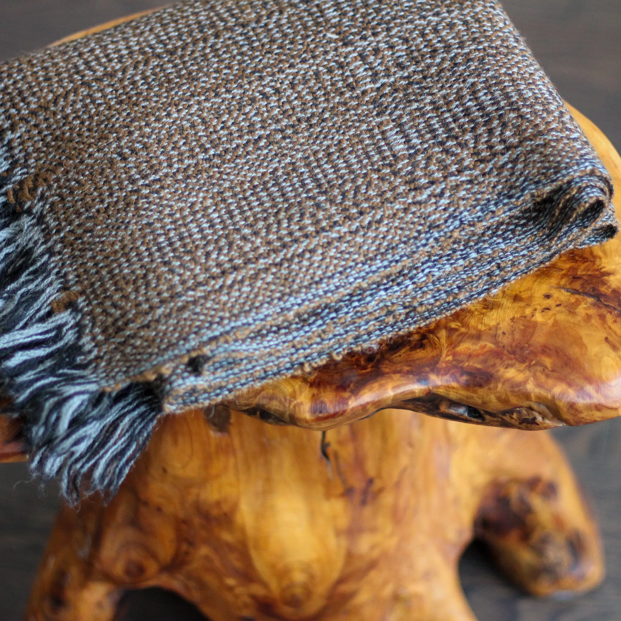 Camel Wool Scarf - One of a Kind Himalayan Double Hump Bactrian Camel Wool Muffler - Handwoven in Ladakh | Brown, 15x67"