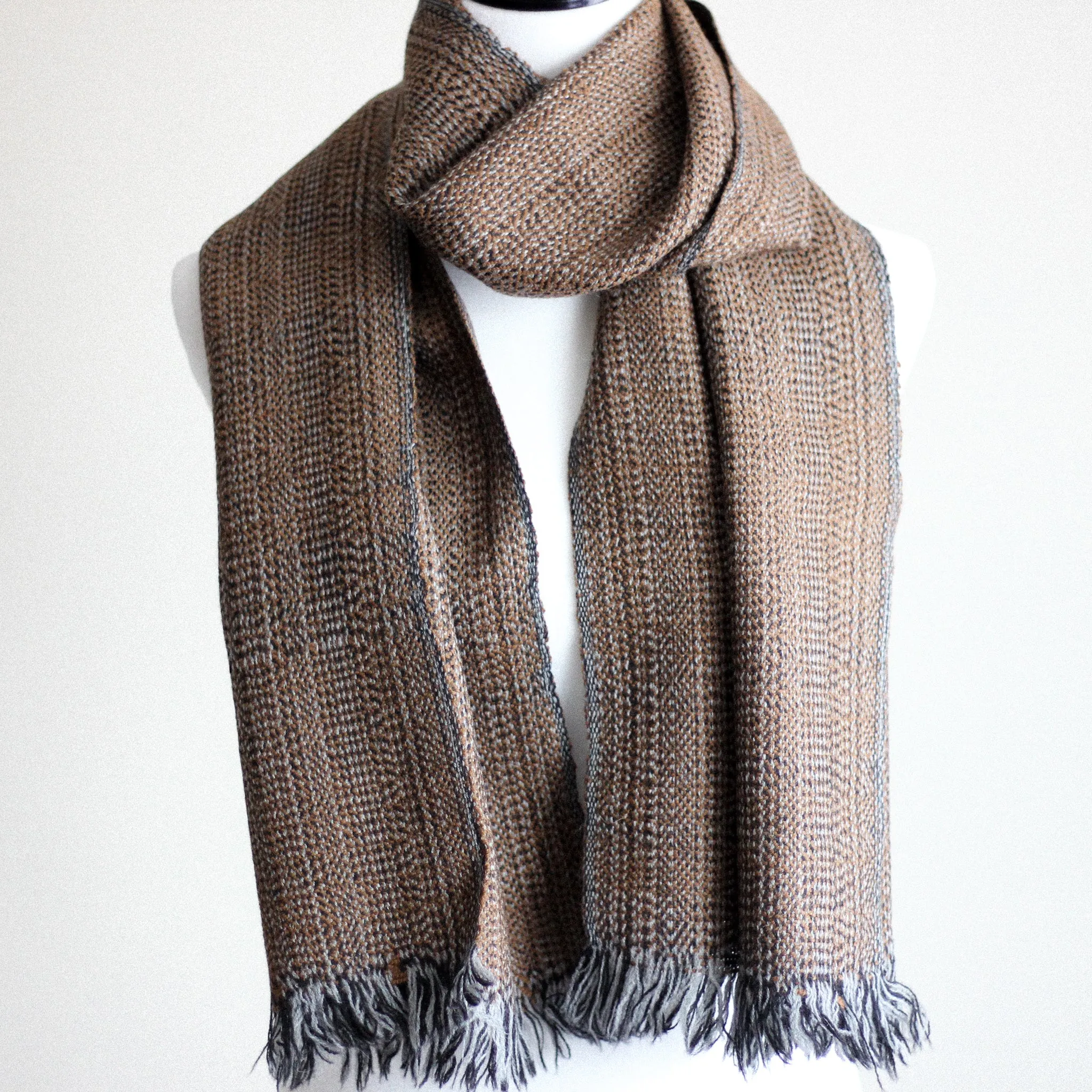 Camel Wool Scarf - One of a Kind Himalayan Double Hump Bactrian Camel Wool Muffler - Handwoven in Ladakh | Brown, 15x67"