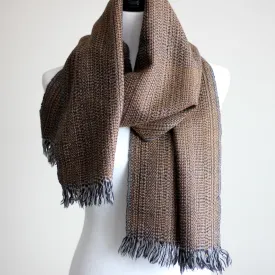 Camel Wool Scarf - One of a Kind Himalayan Double Hump Bactrian Camel Wool Muffler - Handwoven in Ladakh | Brown, 15x67"