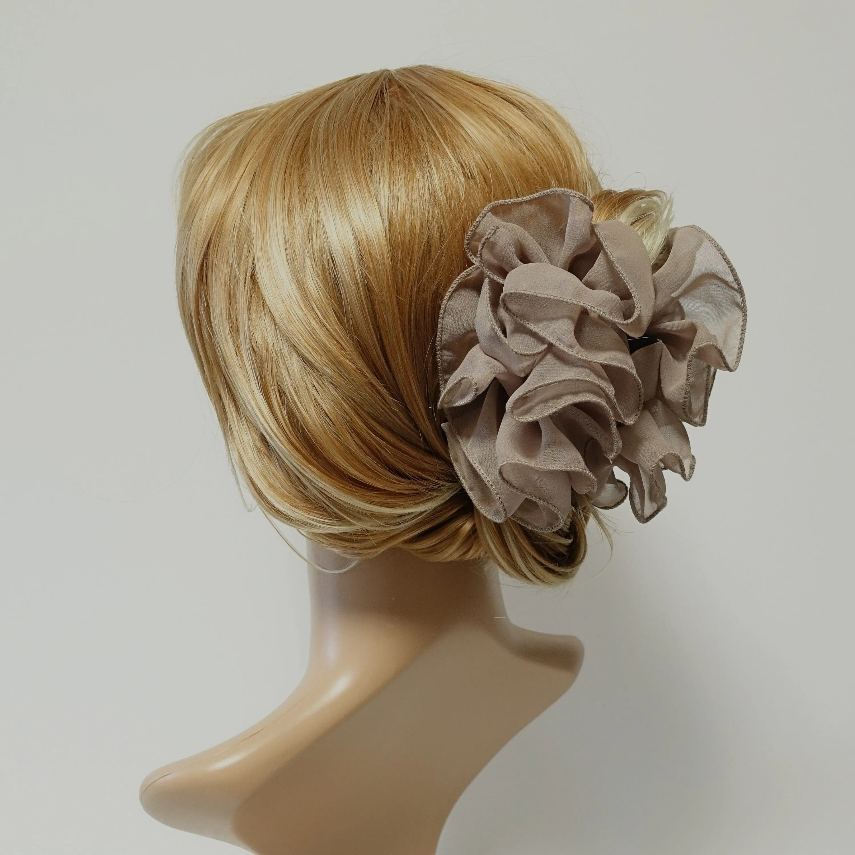 chiffon ruffle wave hair claw solid color wave flower hair jaw clamp