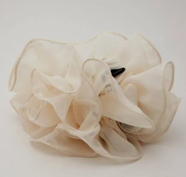 chiffon ruffle wave hair claw solid color wave flower hair jaw clamp