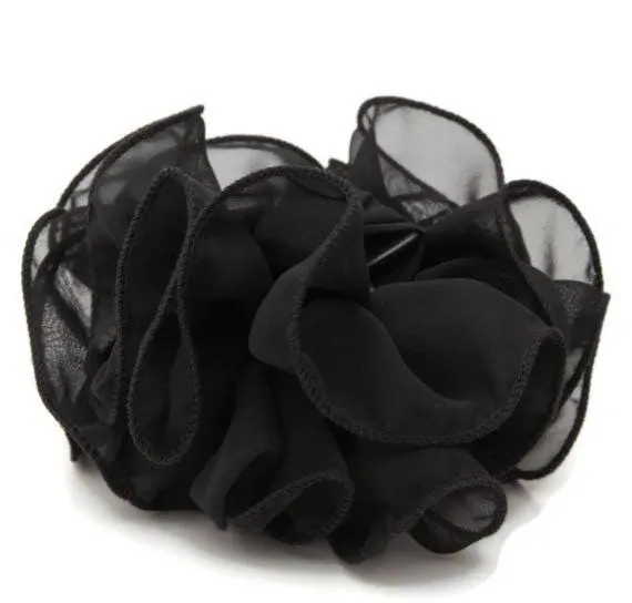 chiffon ruffle wave hair claw solid color wave flower hair jaw clamp