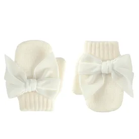 Condor Cream mittens with velvet bow