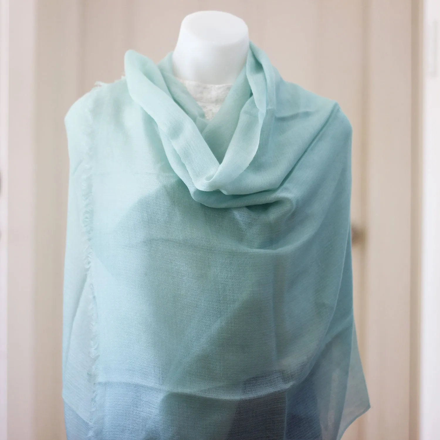 Diamond Weave Pure Pashmina Shawl Mint