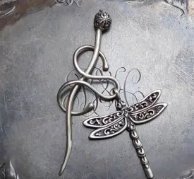 Dragonfly Filigree Charm Lock Shawl Pin