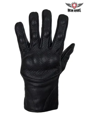 Dream Apparel Men's Black Genuine Leather Racing Gloves