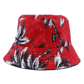 Electric Palms Reversible Bucket Hat - Red/Charcoal