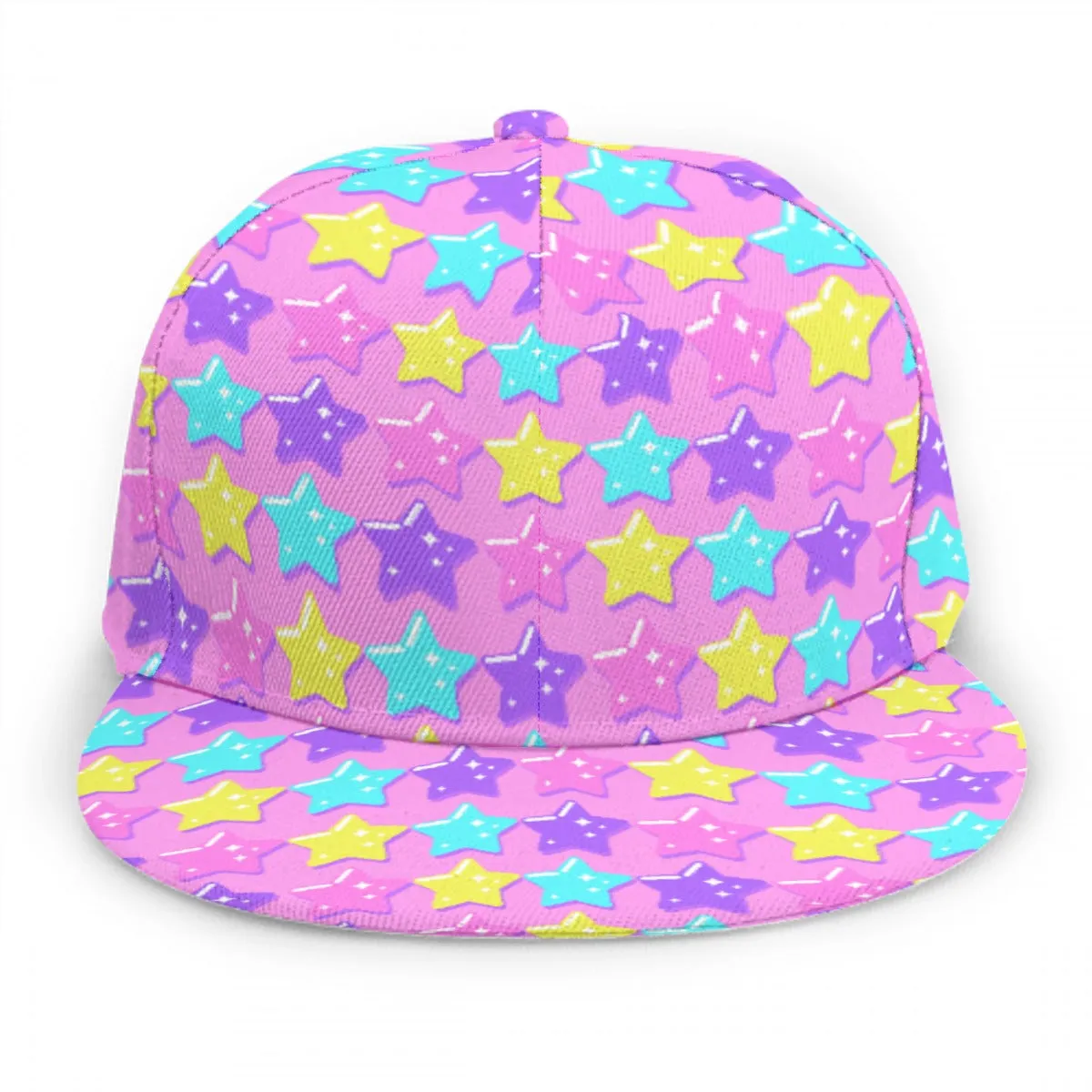 Electric Star Wave Pink Baseball Cap With Flat Brim