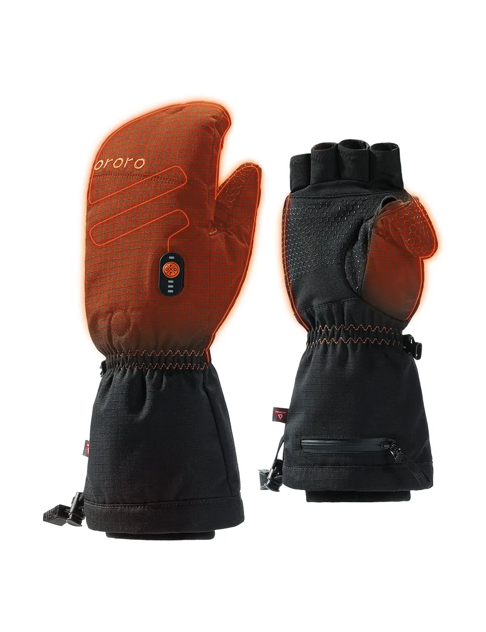 Fargo Unisex Heated Flip Top Mittens - Black