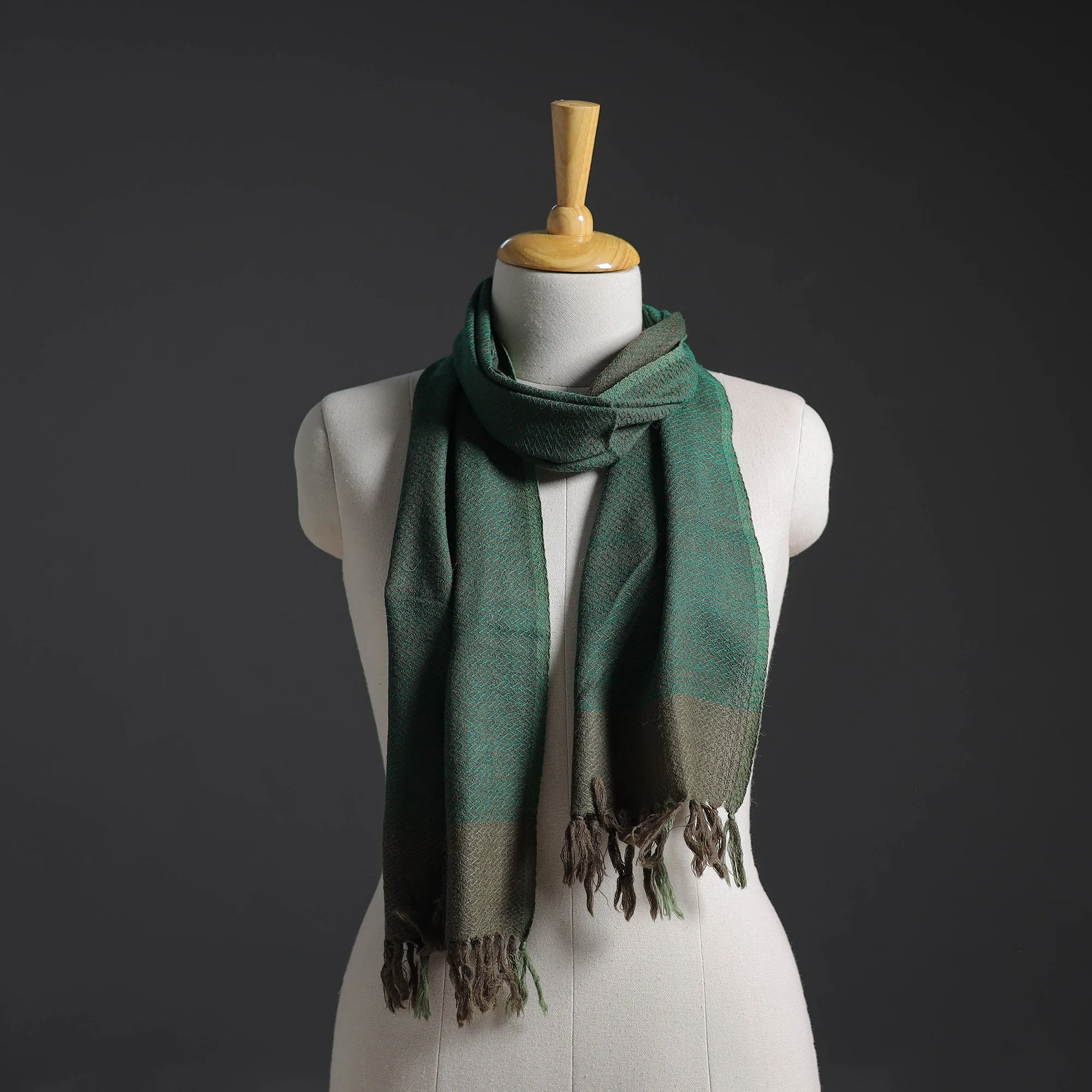 Green - Kumaun Handwoven Pure Merino Wool Scarf 225