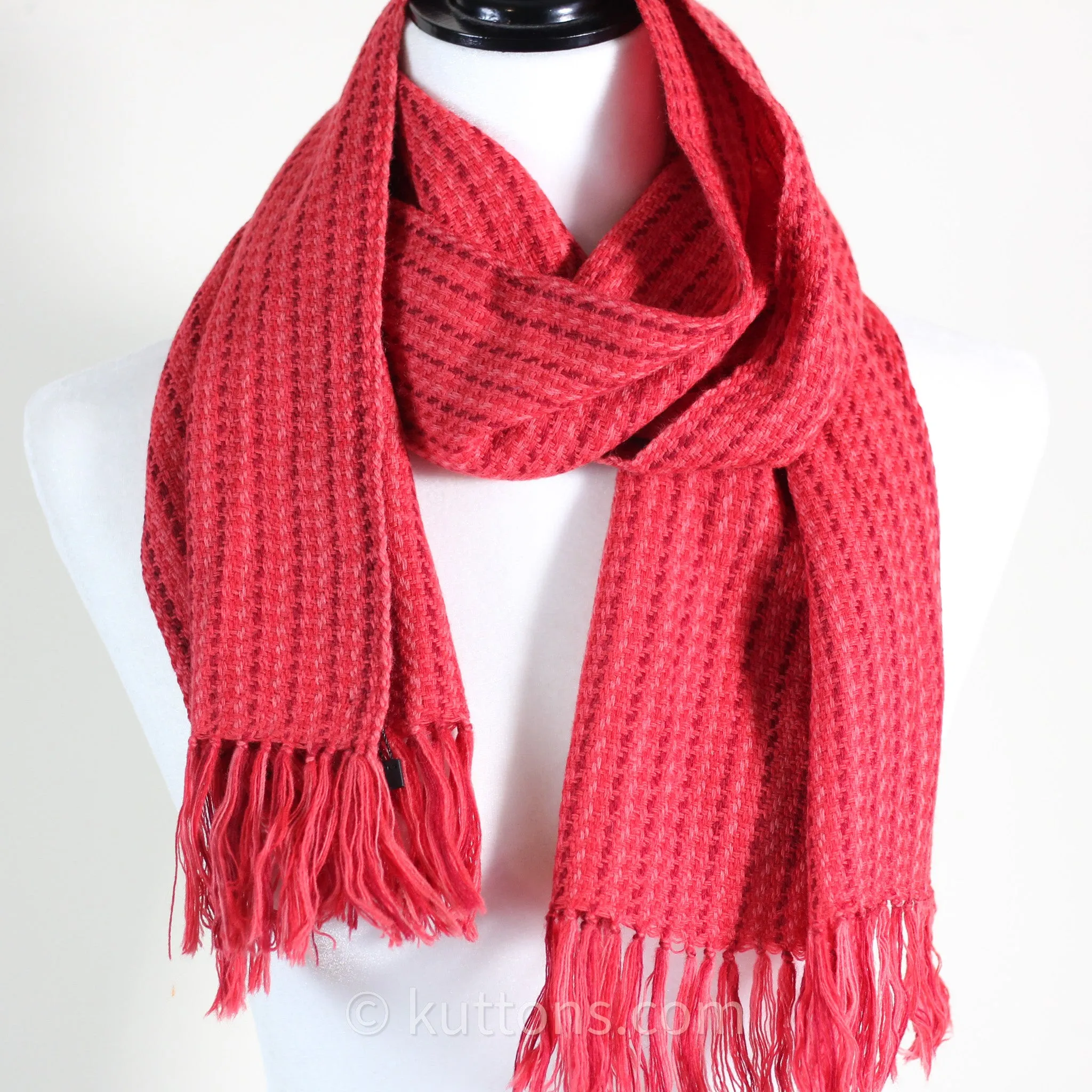 Handwoven Merino-Himalayan Wool Scarf - Naturally Dyed with Madder & Sappanwood | Red, 11"x52", Small