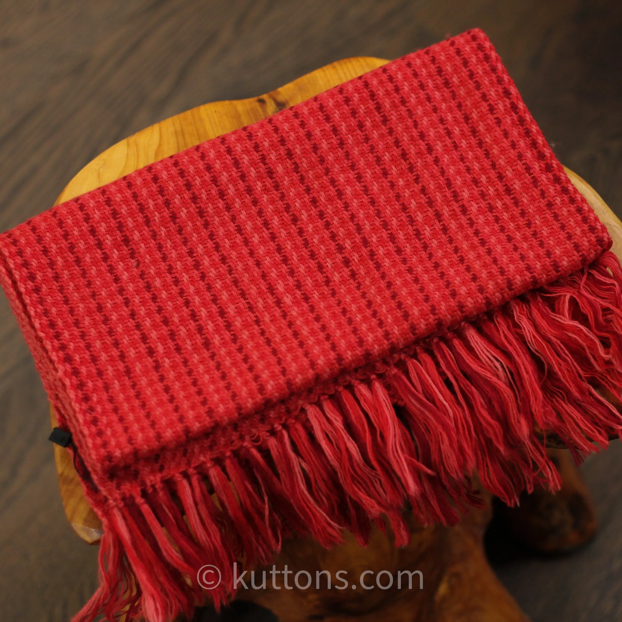 Handwoven Merino-Himalayan Wool Scarf - Naturally Dyed with Madder & Sappanwood | Red, 11"x52", Small