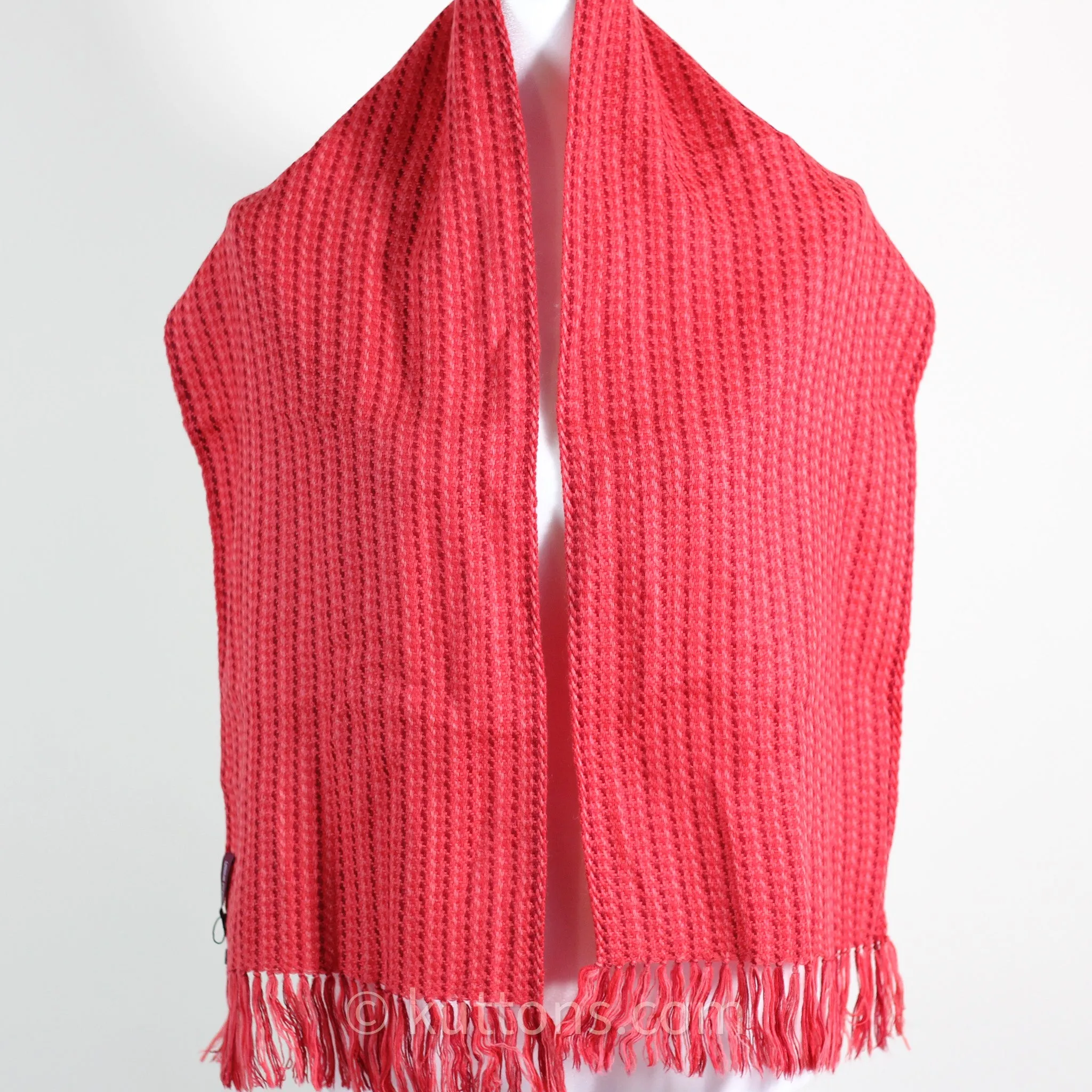 Handwoven Merino-Himalayan Wool Scarf - Naturally Dyed with Madder & Sappanwood | Red, 11"x52", Small