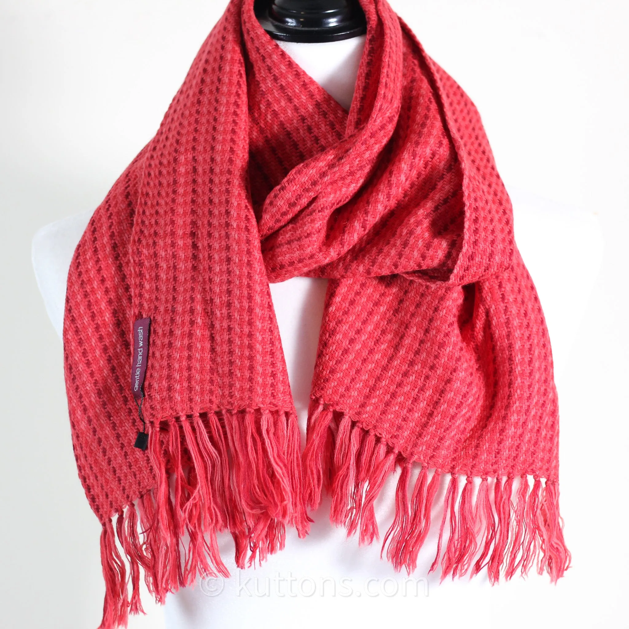 Handwoven Merino-Himalayan Wool Scarf - Naturally Dyed with Madder & Sappanwood | Red, 11"x52", Small