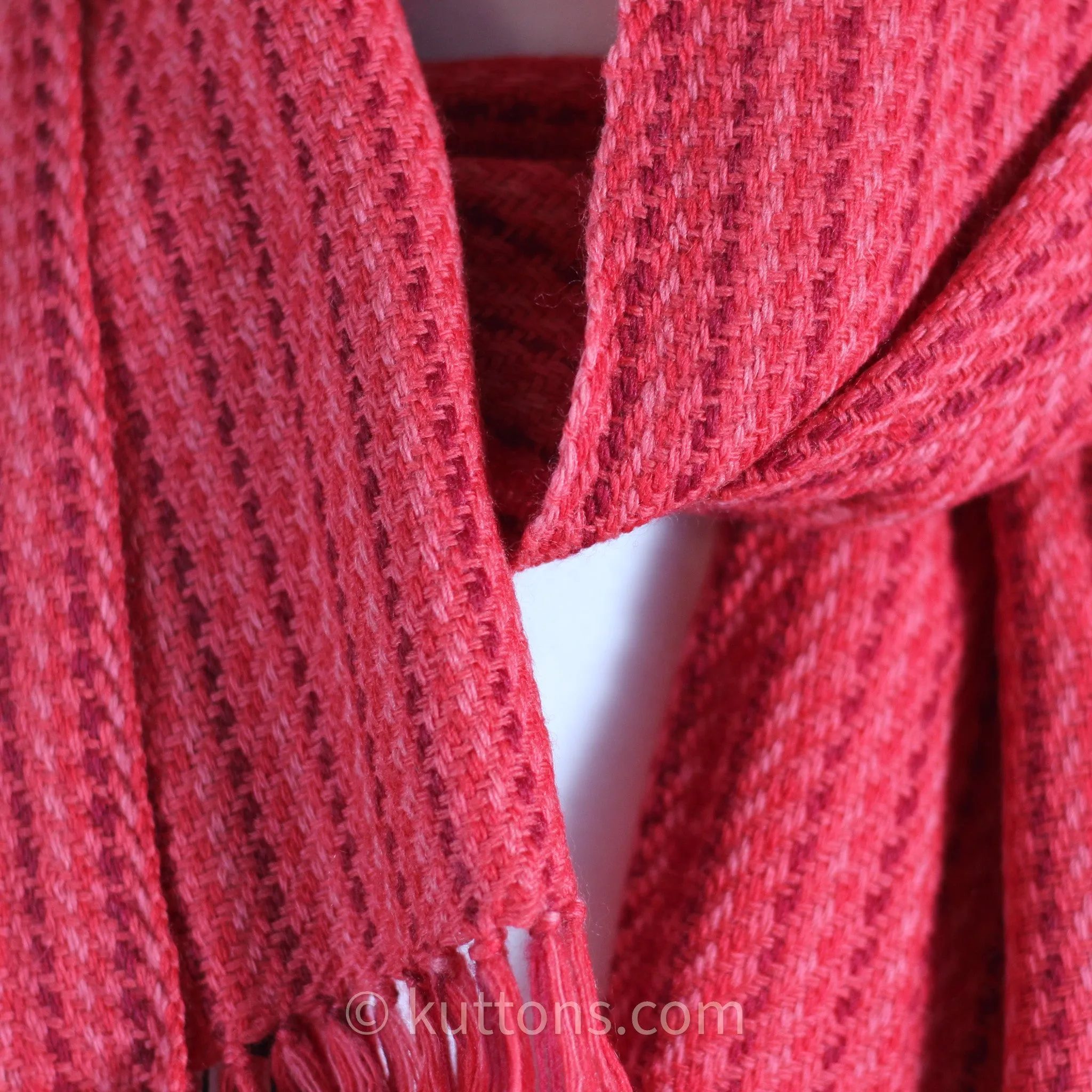 Handwoven Merino-Himalayan Wool Scarf - Naturally Dyed with Madder & Sappanwood | Red, 11"x52", Small