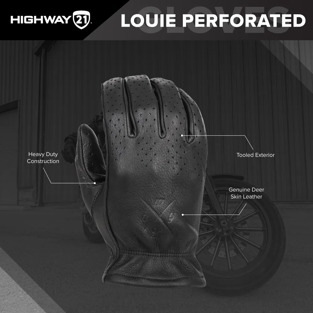 Highway 21 Louie Perforated Motorcycle Riding Gloves