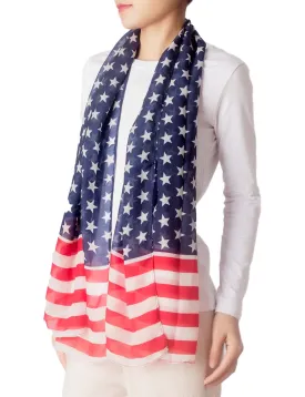 iB-iP Women's Usa American Flag Thin Lightweight Fashion Scarf