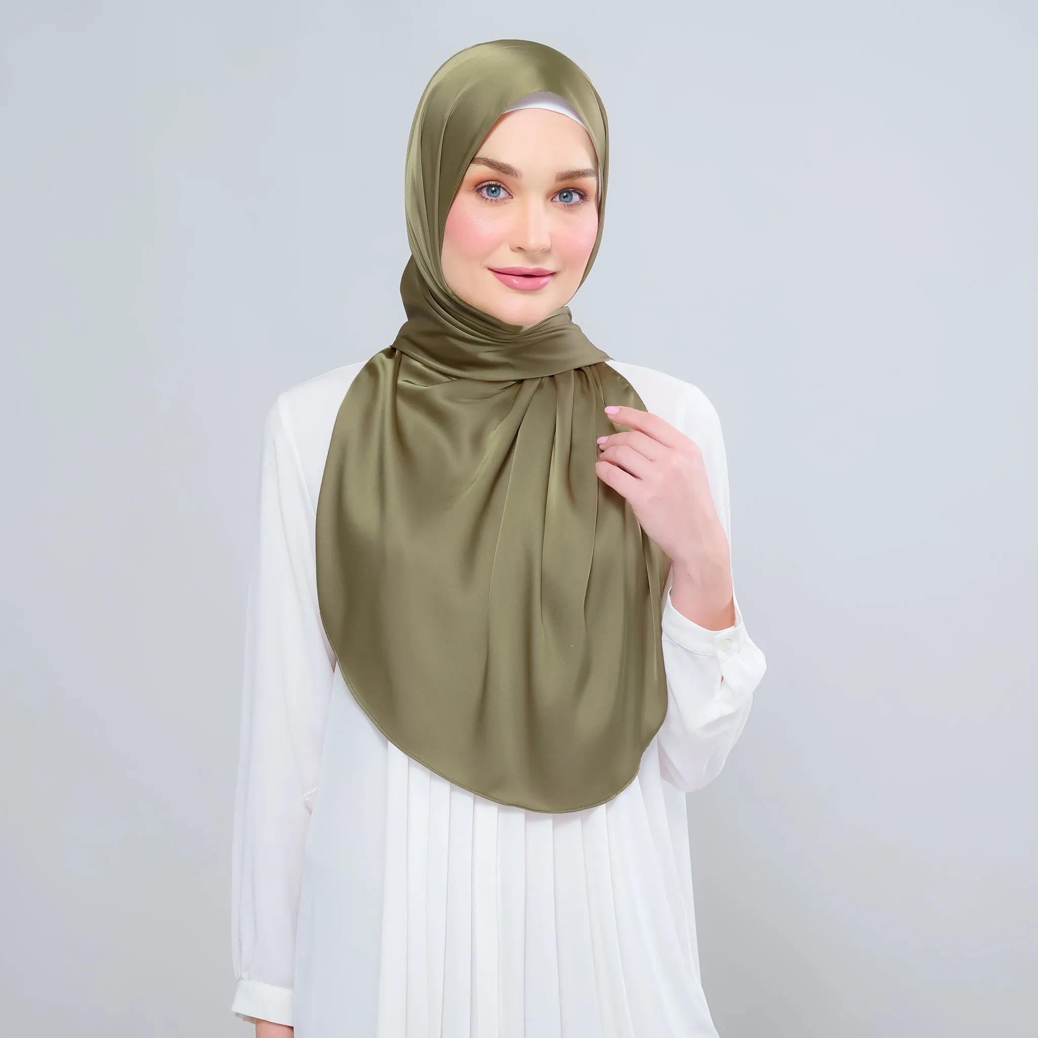 Instant Tag n' Go Shawl  | Satin Silk in Olive