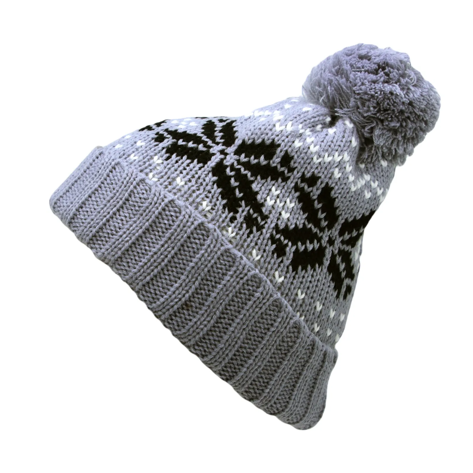 Knit Fair Isle Nordic Bobble Pom Beanie Hat JZP0026