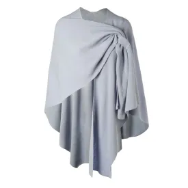 Lambswool Draped Shawl- Light Blue