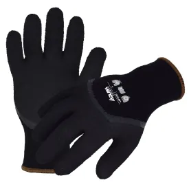 (LW1030) Winter Work Gloves, 7-Gauge Black Seamless Acrylic Winter Gloves w/ Brushed Acrylic Fleece Interior and Black Foam Latex 3/4 Coating, X-Large, Case of 12 Pairs