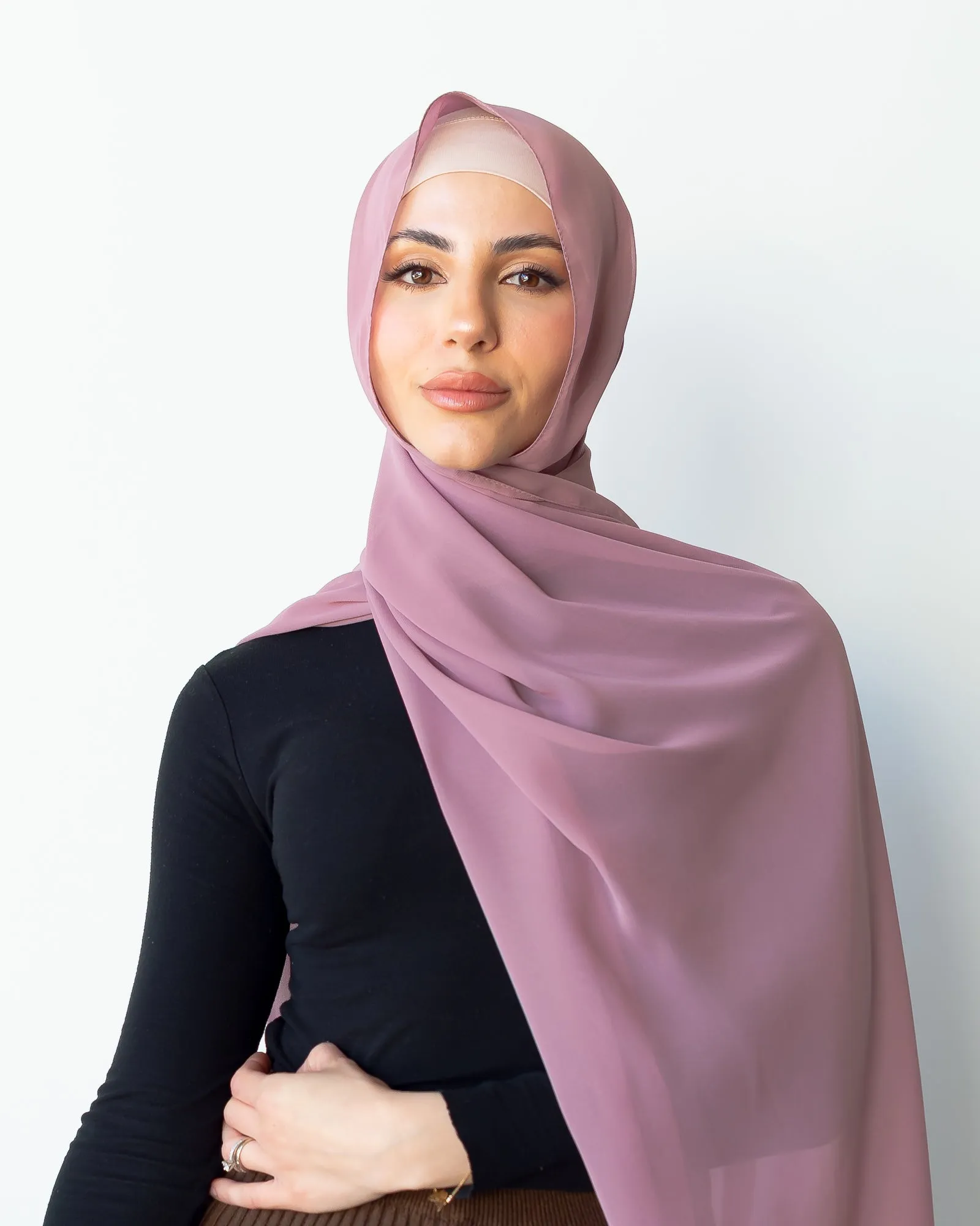 MAUVE ROSE CHIFFON SHAWL