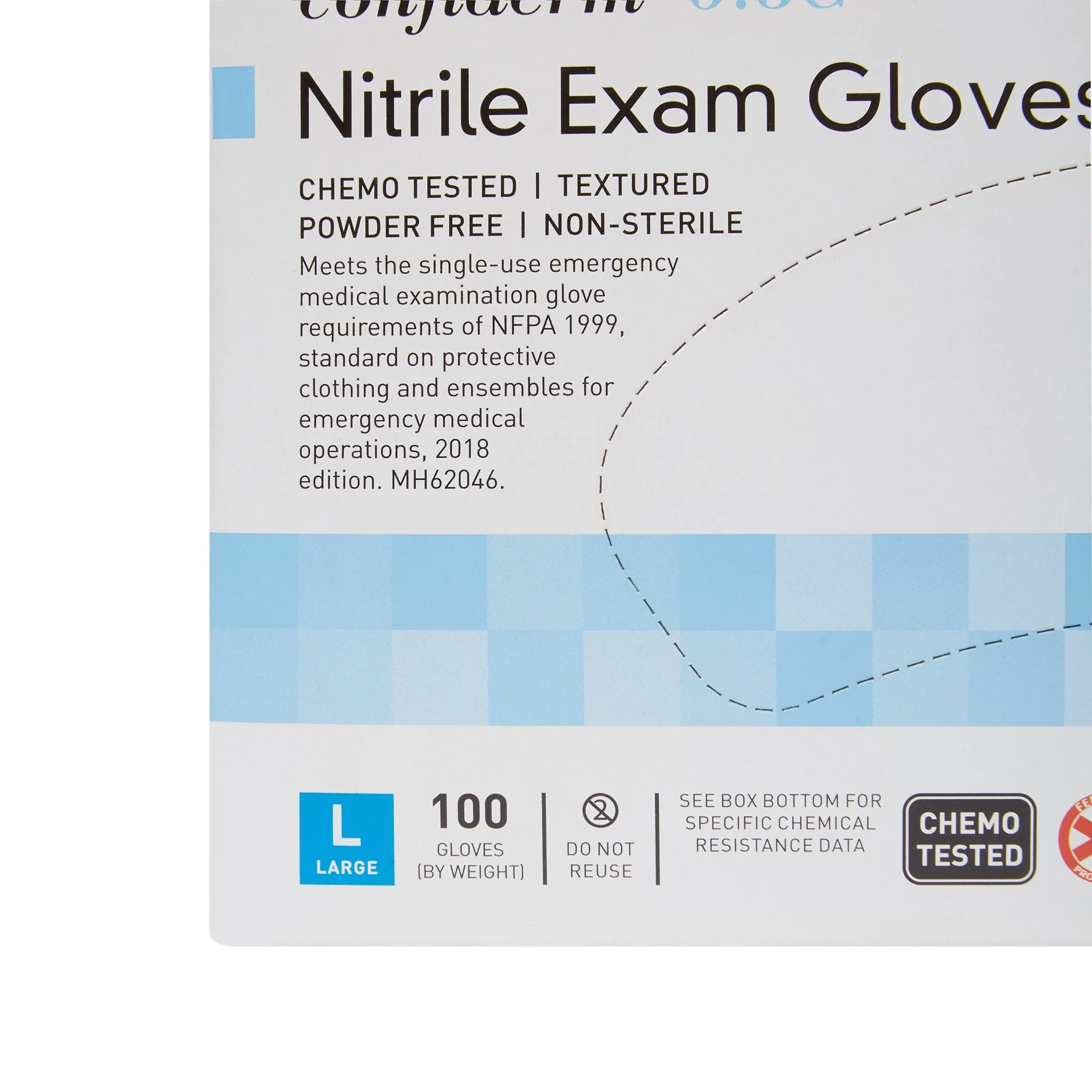 McKesson Confiderm® 6.8C Nitrile Exam Glove, with Fentanyl Protection, Large, Blue