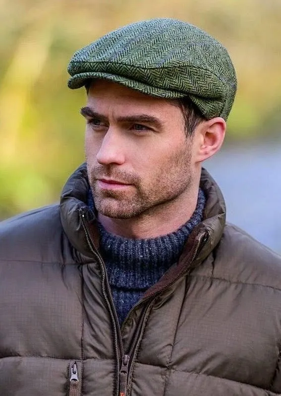 Mens Tweed Flat Cap - Trinity Cap Light Green