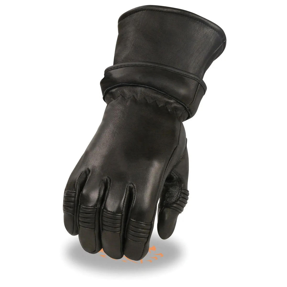 Milwaukee Leather SH852 Men's Black Deerskin Leather Gauntlet Motorcycle Thermal Lined Gloves