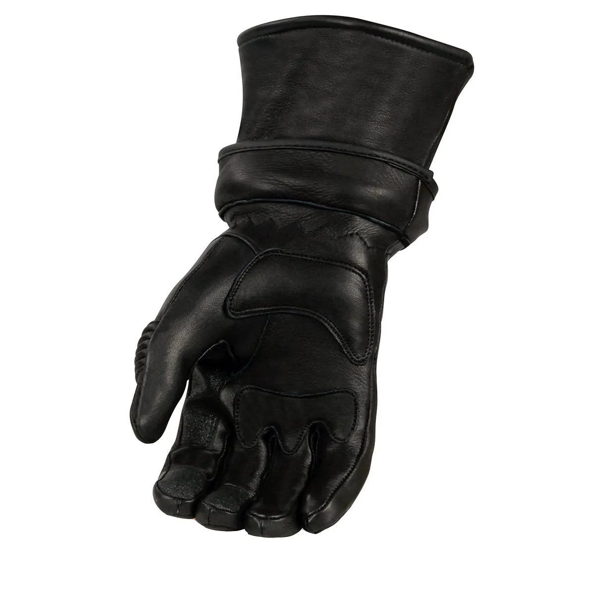 Milwaukee Leather SH852 Men's Black Deerskin Leather Gauntlet Motorcycle Thermal Lined Gloves