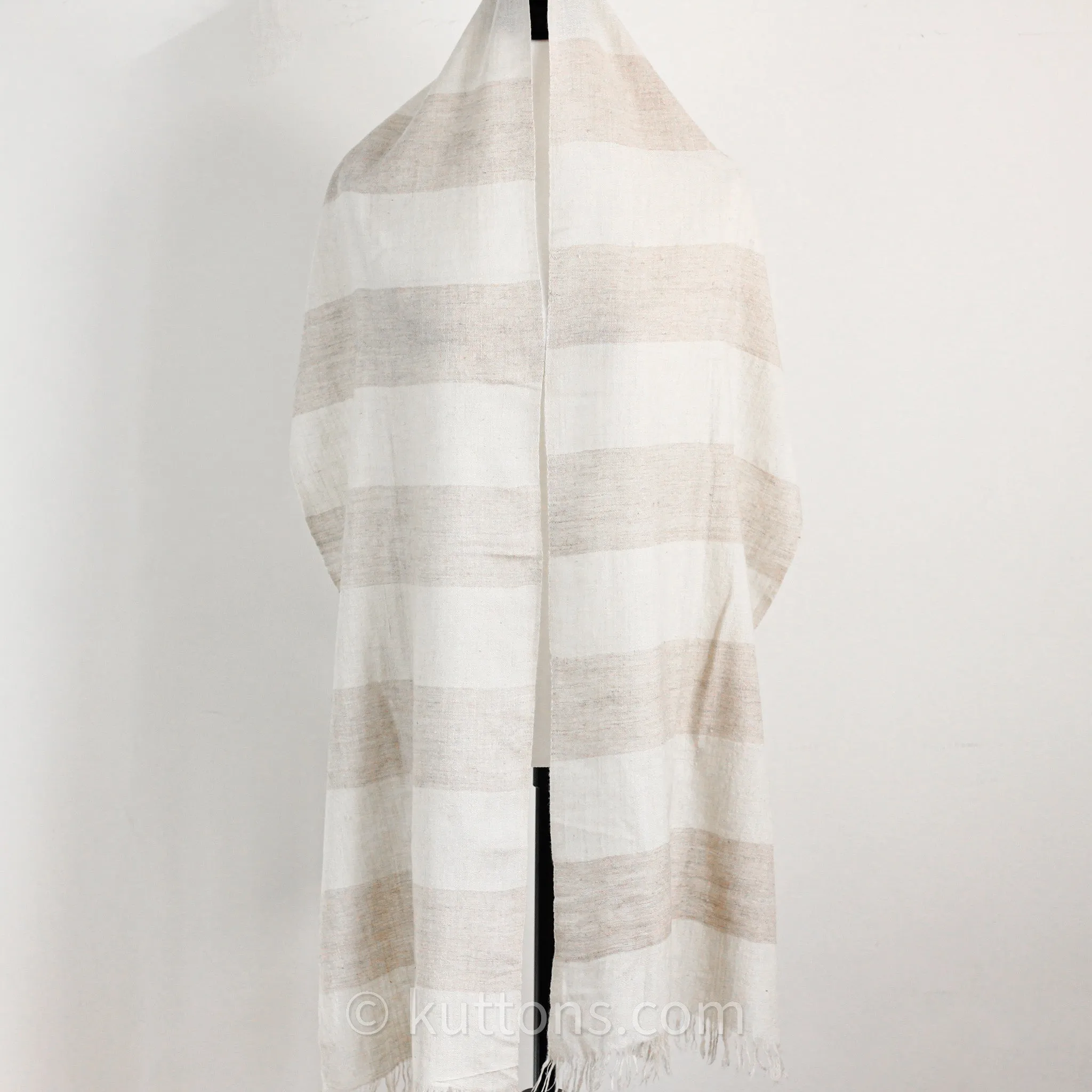 Pashmina Cashmere Scarf - Handspun & Handwoven Featherweight Soft 100% Pashmina Cashmere Stole from Ladakh, Himalayas | Cream, 14x82"