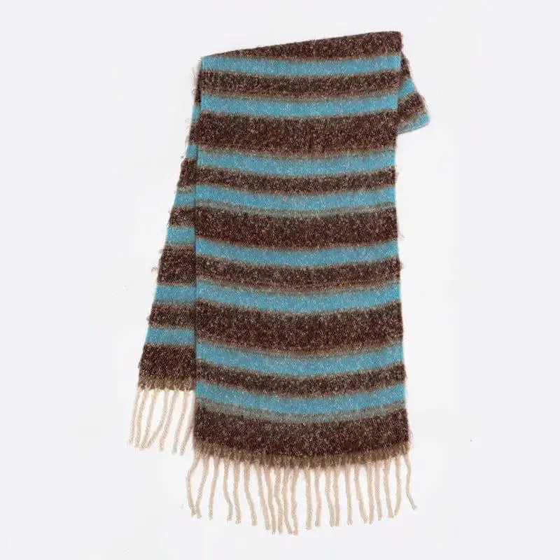 Rainbow Color-blocking Striped Soft Scarf