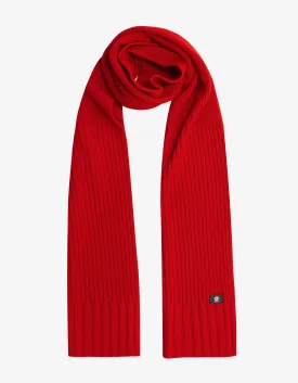 Red Ribbed Wool Scarf