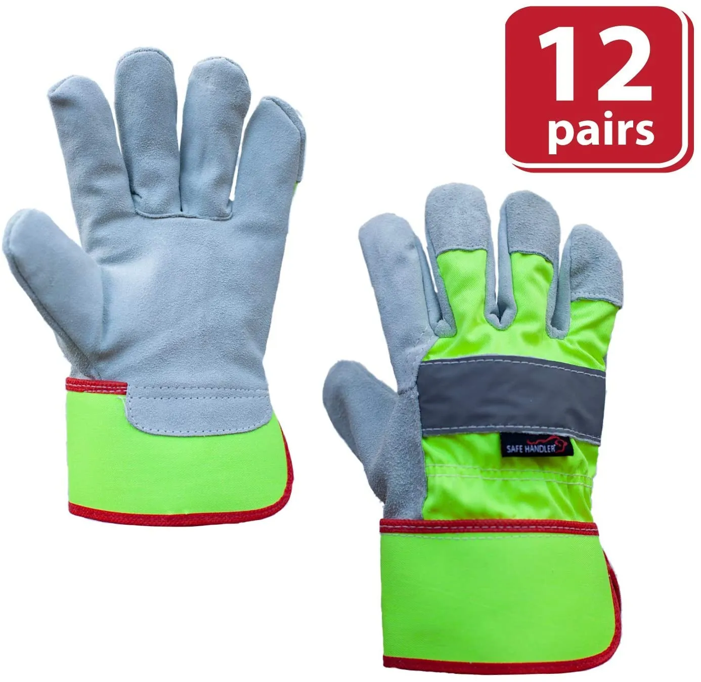 Reflect Pro Rigger Gloves, High Visibility, Split Leather, OSFM