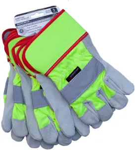 Reflect Pro Rigger Gloves, High Visibility, Split Leather, OSFM