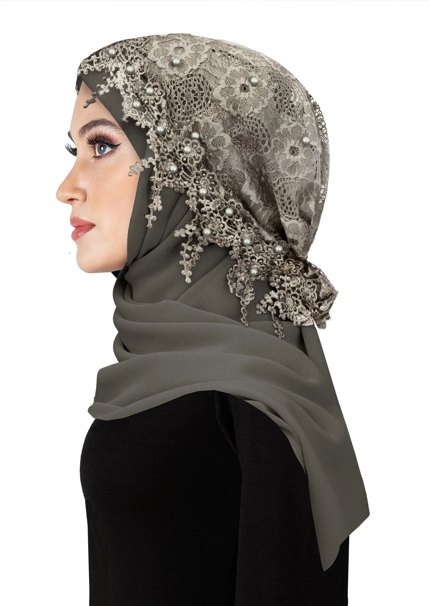 Salma Hijab Lace Cap & Chiffon Scarf 2 Piece Set