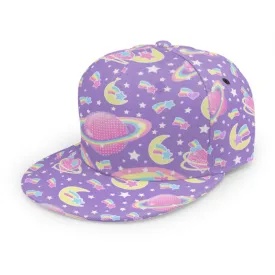 Saturn's Wish Purple Baseball Cap With Flat Brim