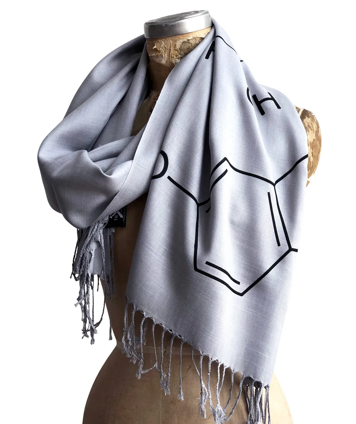 Serotonin & Dopamine Scarf, Silkscreened Bamboo Pashmina